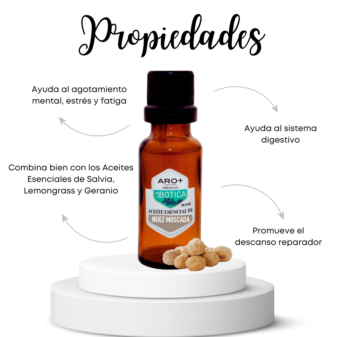 Aceite Esencial Nuez Moscada 100% Puro, Uso Terapéutico, Aromaterapia.