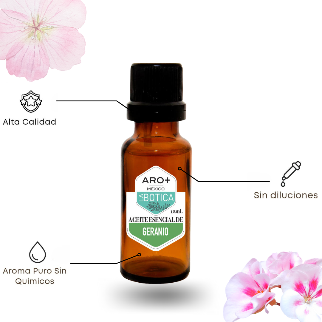 Aceite Esencial Geranio 100% Puro, Uso Terapéutico, Aromaterapia.