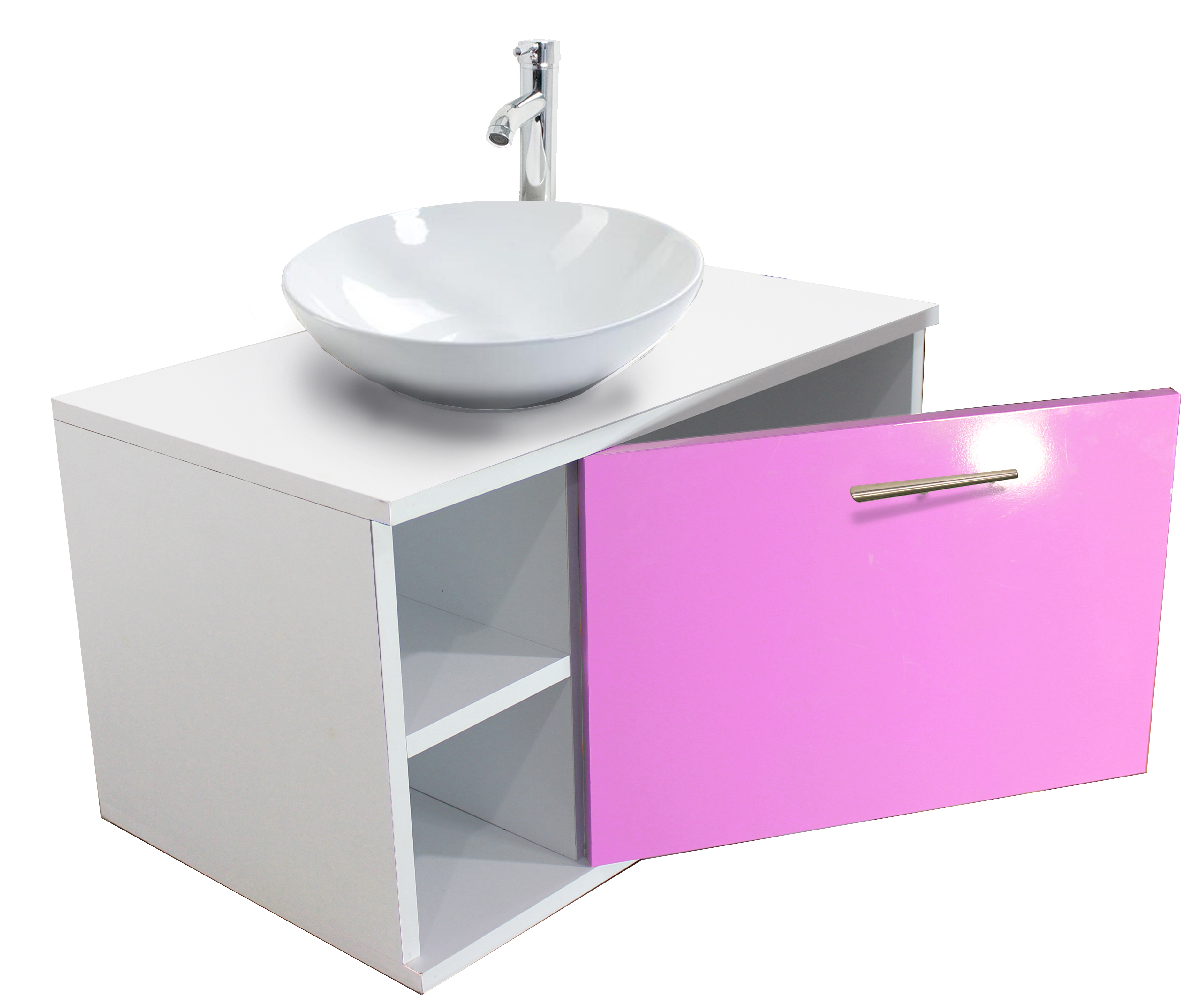 Gabinete Baño Moderno Monomando Ovalin Envio Ensamblado Rosa