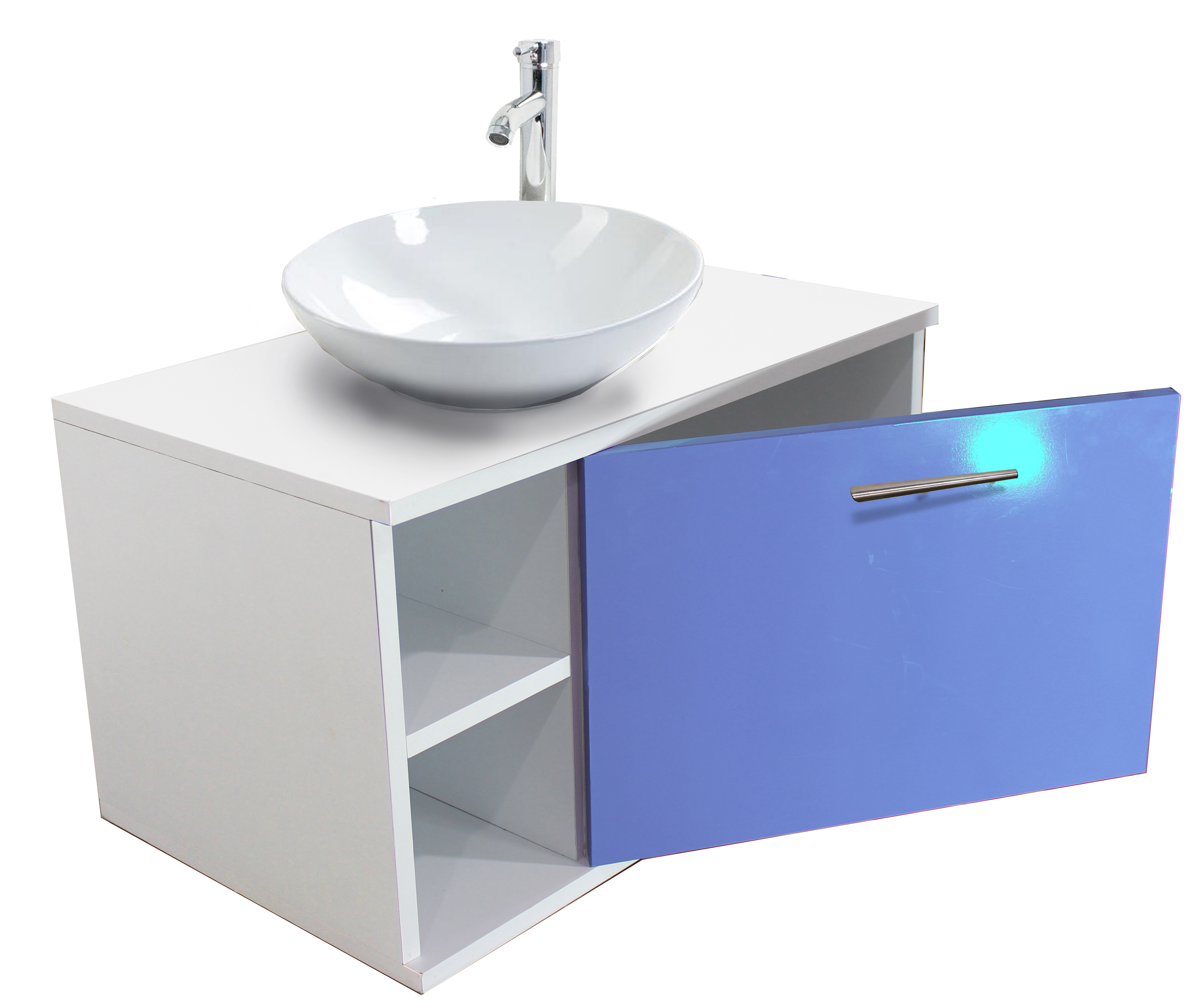 Gabinete Baño Moderno Monomando Ovalin Envio Ensamblado Azul