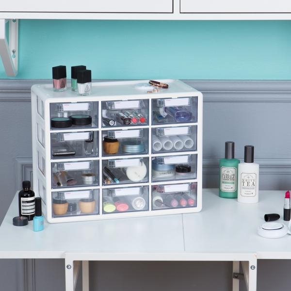 Organizador Cajonera Multiusos Con 12 Gavetas Ag Box, Blanco .