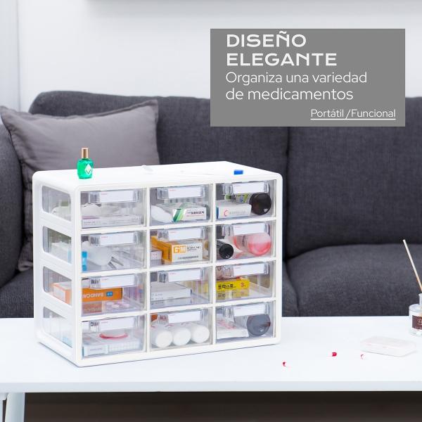 Organizador Cajonera Multiusos Con 12 Gavetas Ag Box, Blanco .