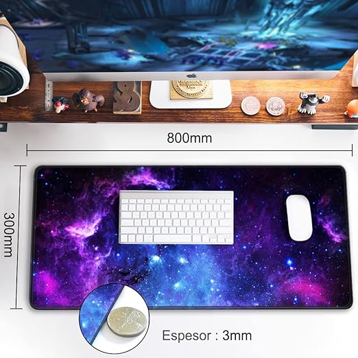 EASYTAO Alfombrilla para Ratón XXL Profesional (800 * 300 * 3 mm). Mousepad de Escritorio Grande, Impermeable y Antideslizante, para Gamer, Empleado, Ordenador, PC, Laptop (Galaxia).