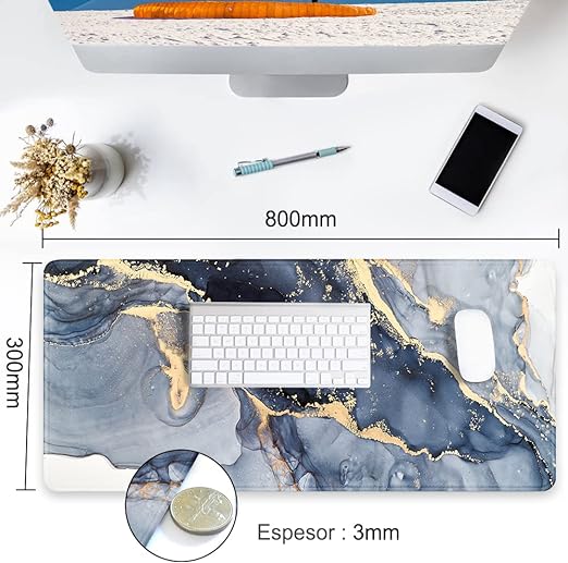 Alfombrilla para Ratón XXL Profesional (800x300x3mm). Easytao Mousepad de Escritorio Grande, Impermeable y Antideslizante, para Gamer, Empleado, Ordenador, PC, Laptop(Mármol Blanco).