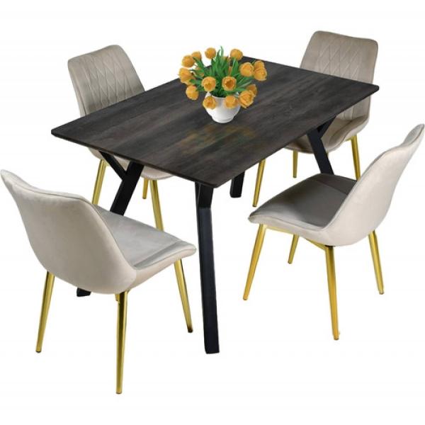 Mesa Comedor 130x80x76 Lujo 4 Personas Sillas Modernas