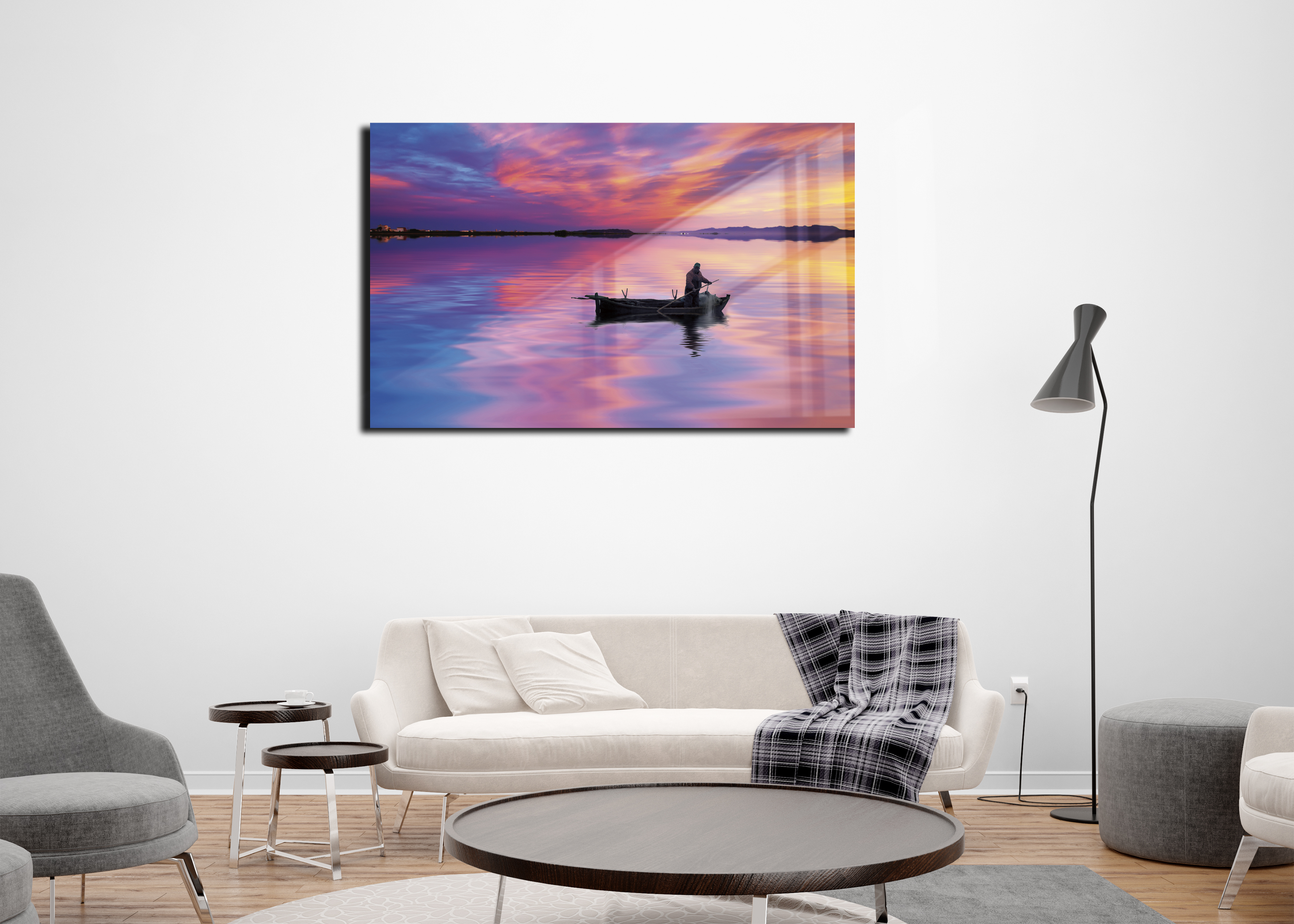 Cuadro Decorativo | Cuadro Acrílico | Bote en Lago | 70x120 