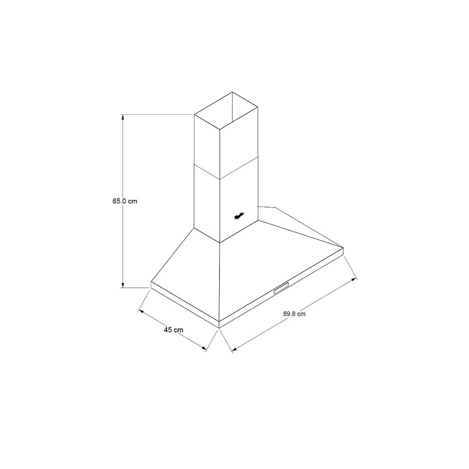 Campana Pared Whirlpool WHW9500S de 90 cm Purificadora Acero Inox Priamidal.