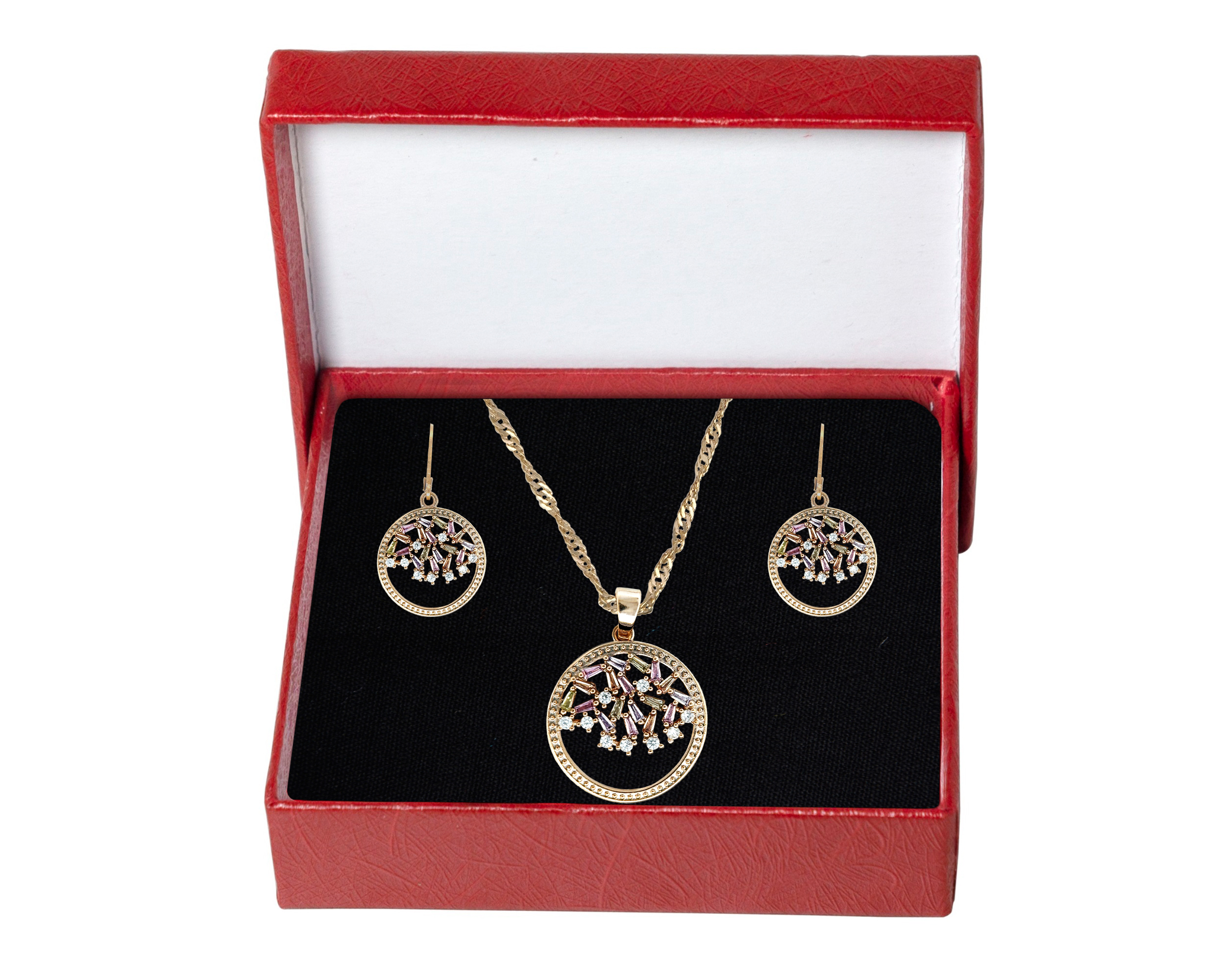Juego/Set Chapa de Oro 18K Horoz Círculo Trapecios SH35.