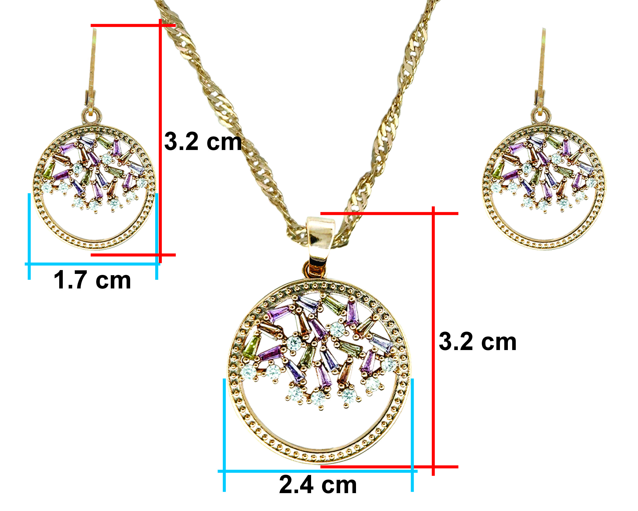Juego/Set Chapa de Oro 18K Horoz Círculo Trapecios SH35.