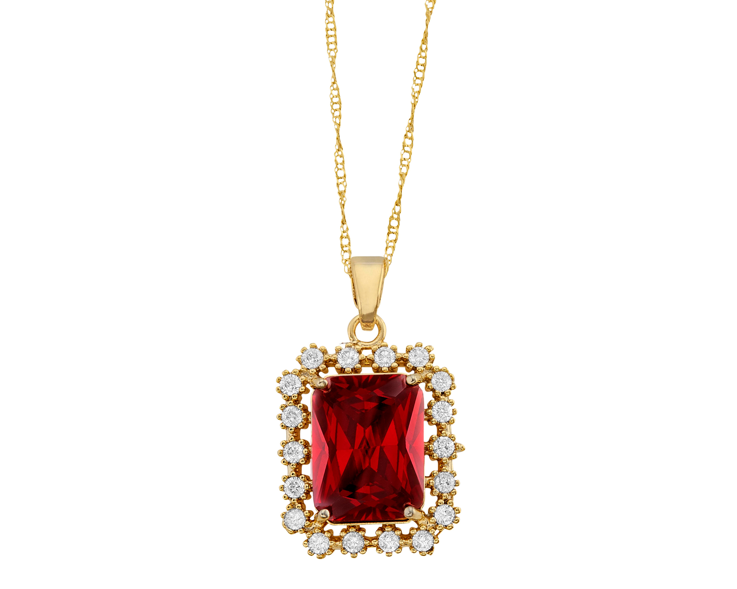 Juego/Set Chapa de Oro 18K Horoz Rectángulo Color Rubí SH36.