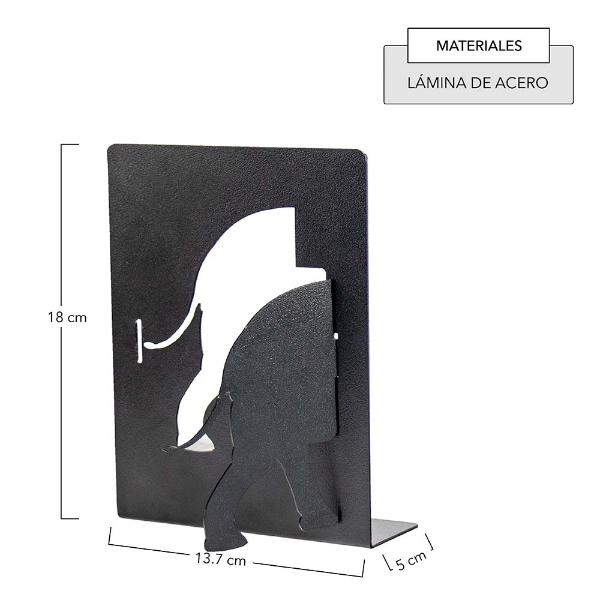 Sujeta Libros con Diseño Decorativo de Elefante, Fabricado en Lámina de Acero, Ideal para Recáma
