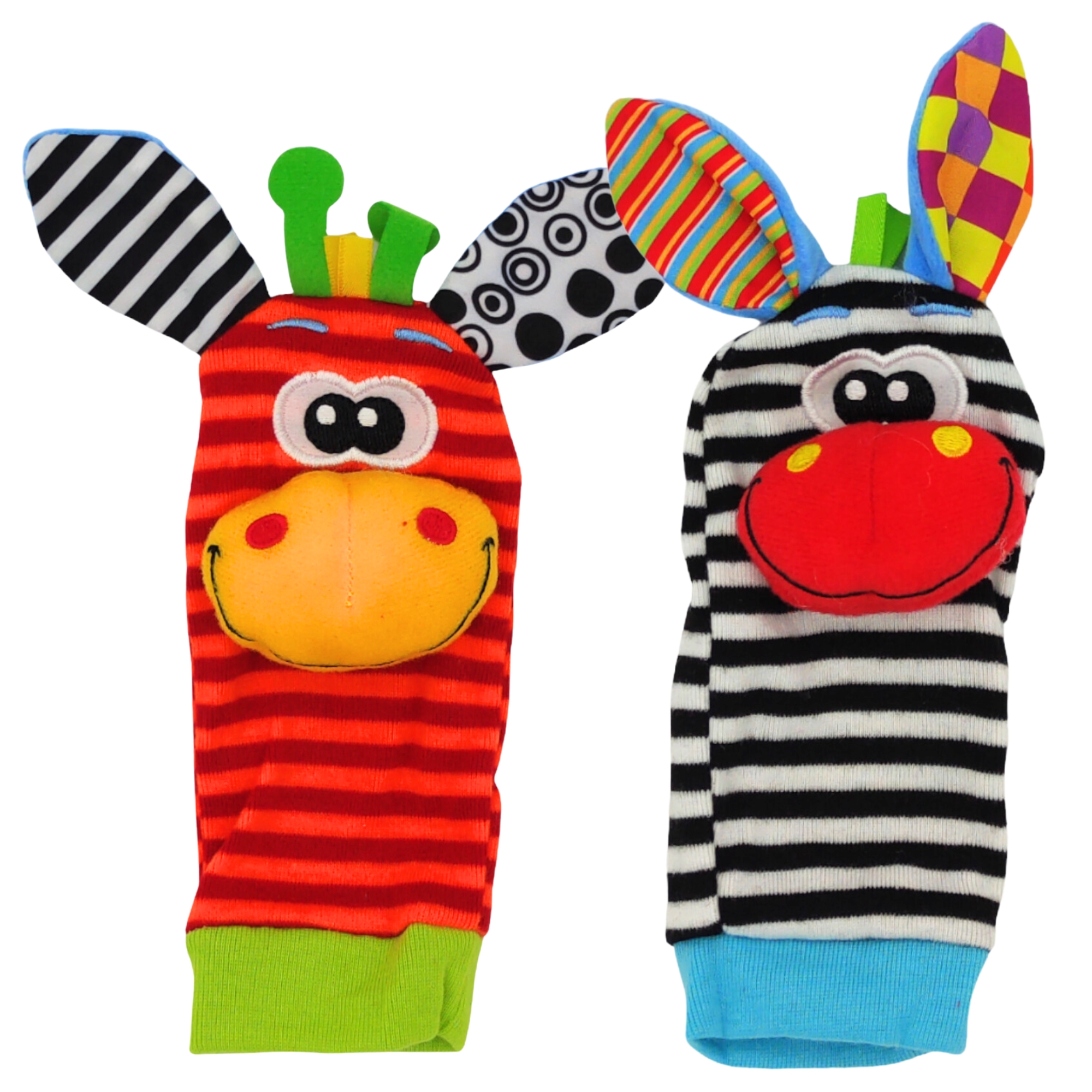 Sonajas Para Bebe Calcetines Juguete Estimulación Temprana 4pzs - Rojo- Girafa.