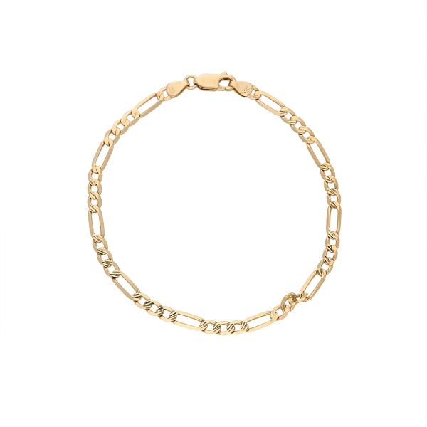 Pulso Esclava  Estilo Figaro Oro Italiano 14 Kilates 4MM