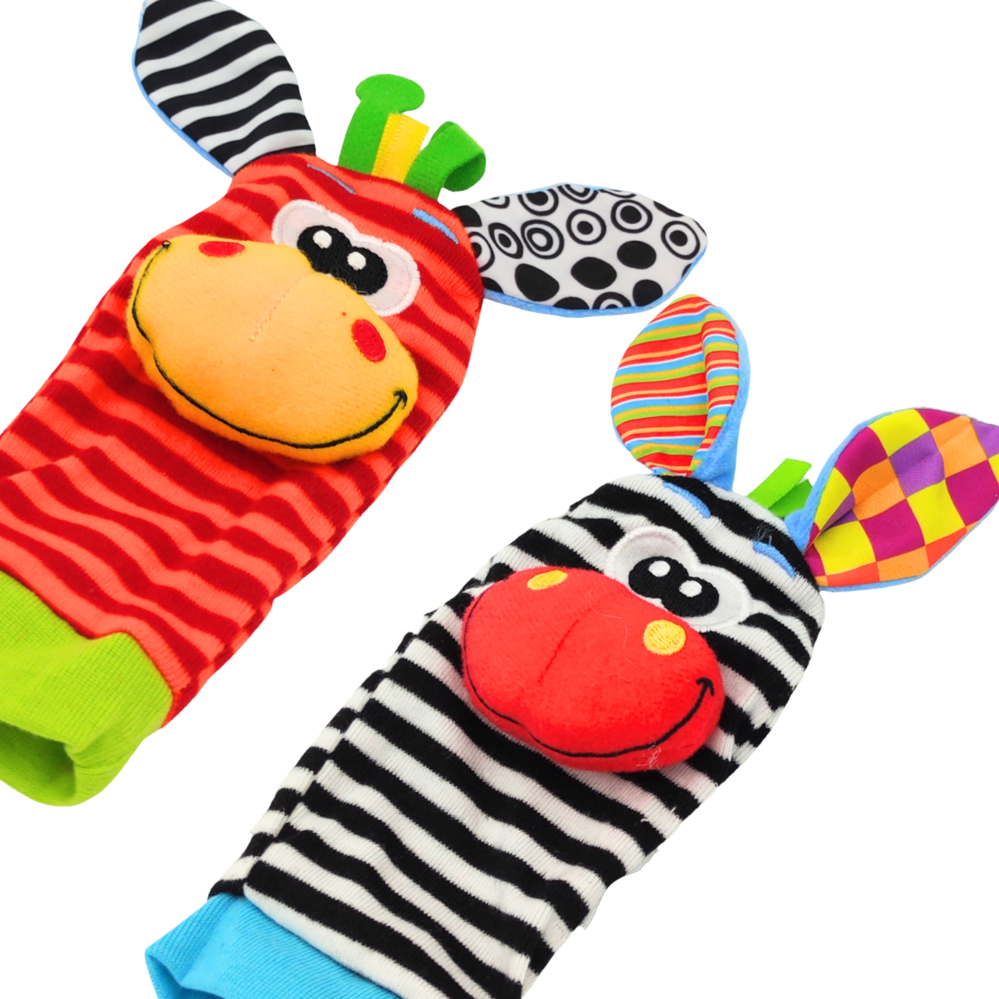 Sonajas Para Bebe Calcetines Juguete Estimulación Temprana 4pzs - Rojo- Girafa.