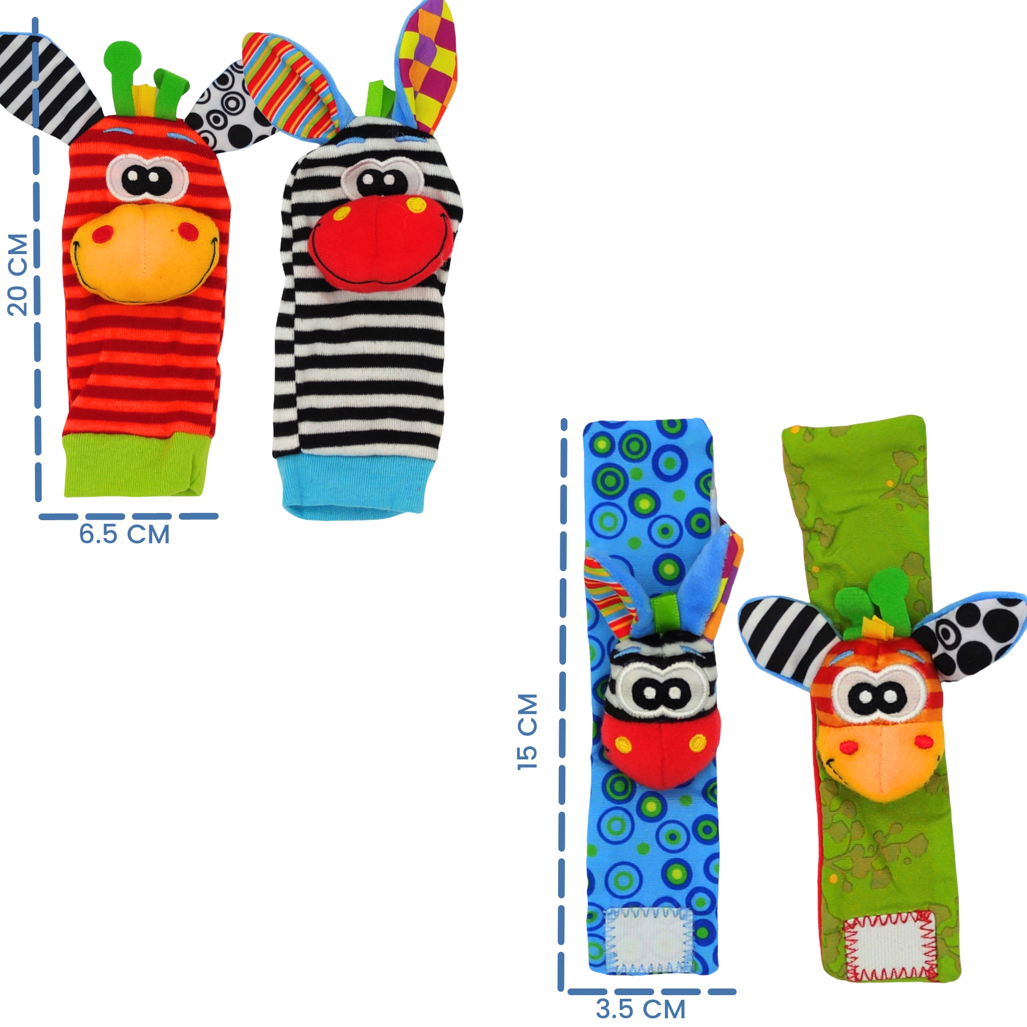 Sonajas Para Bebe Calcetines Juguete Estimulación Temprana 4pzs - Rojo- Girafa.