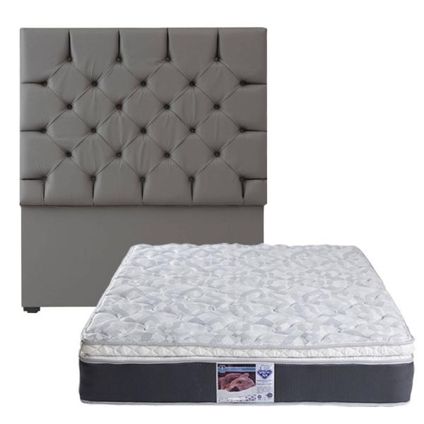 Colchon Individual Spring Air Marte con Cabecera Calgary Gris Rata