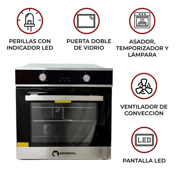 Shorbull - Horno empotrable gas SHORBULL 65L conveccion 