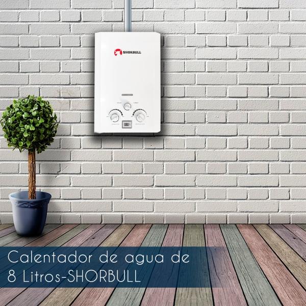 Calentador Paso SHORBULL Instantáneo Agua Ahorrador Gas 8L.