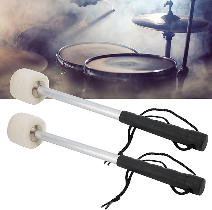 A Baquetas portátiles para bajo, accesorios para instrumentos, baquetas con cabeza de fieltro de lana para aula de música para principiantes para sala de conciertos.