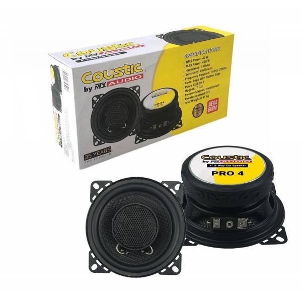 Bocinas Coaxiales Coustic PRO4 420 Watts 4 Pulgadas 4 Ohms 2 Vías 