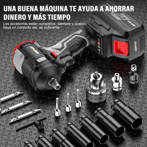 Llave De Impacto Electrico Sin Carbones Kit Nanwei 4.0ah Con 2batería Color Negro Frecuencia 60