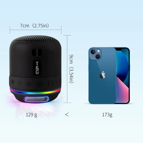 Bocina Portátil Con Bluetooth Mini Bocina Radio Y Luz Led negro