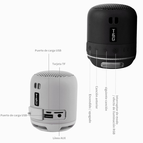 Bocina Portátil Con Bluetooth Mini Bocina Radio Y Luz Led negro