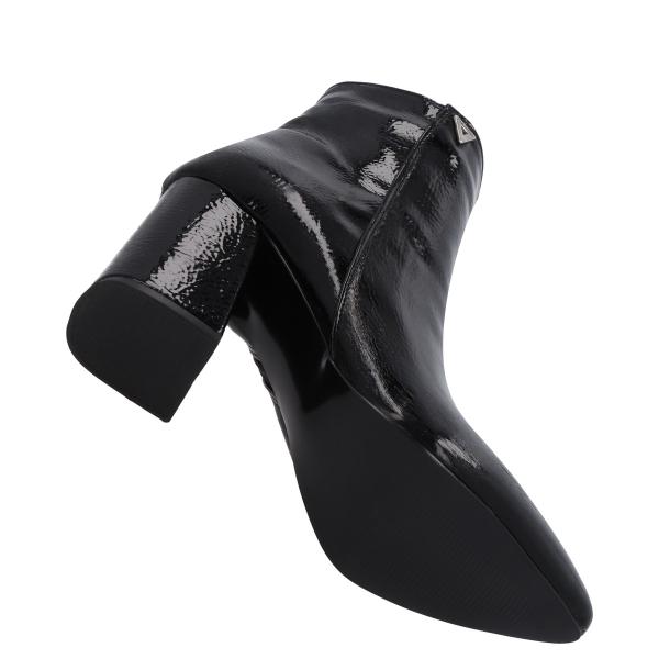 Botín Puntal De Tacón Para Mujer Color Charol Negro