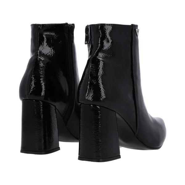 Botín Puntal De Tacón Para Mujer Color Charol Negro