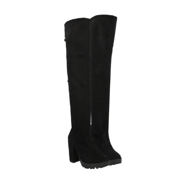 Bota Para Mujer Color Negro Extra Larga De Lycra Con Ajuste