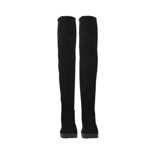 Bota Para Mujer Color Negro Extra Larga De Lycra Con Ajuste