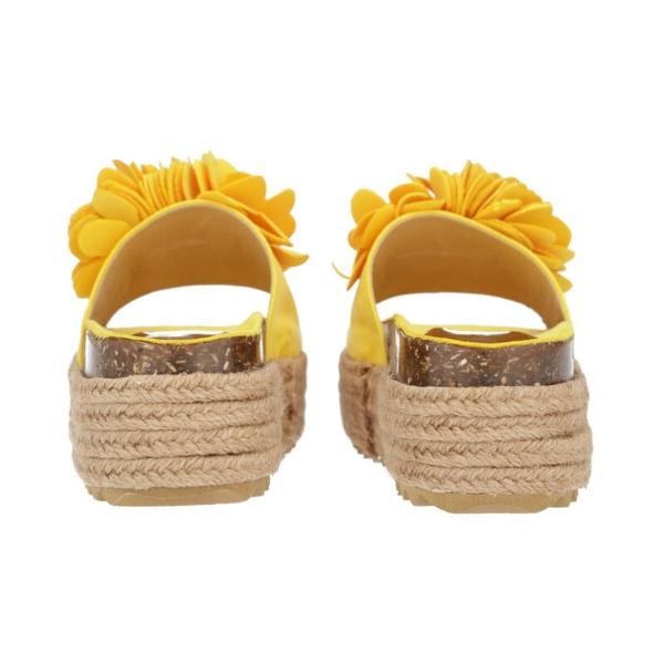 Sandalia Plataforma Yute Para Mujer Amarillo Con Flor