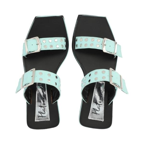 Zapatilla Para Mujer Azul Aqua Con Aplicación Nudo En Látigo