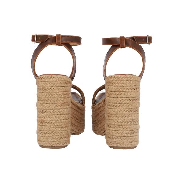 Sandalia de Plataforma Trendy con Yute Piel Crazy Tabaco Para Mujer Con Látigo Ajustable