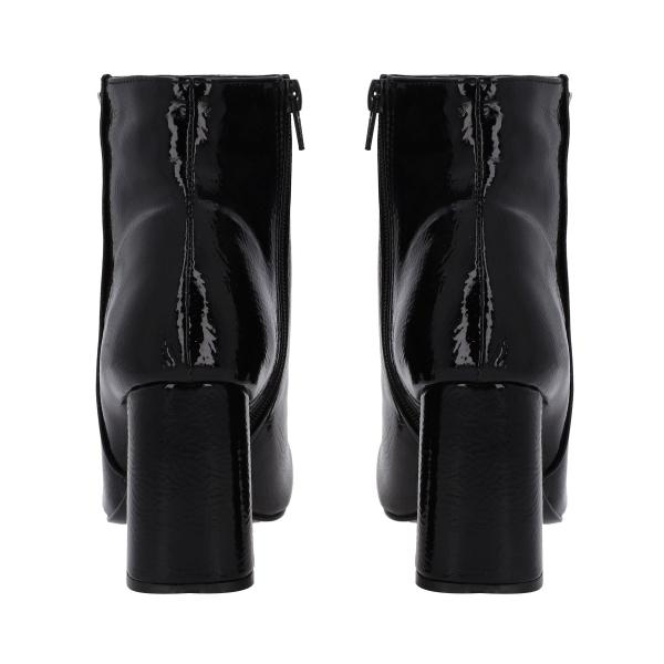 Botín Puntal De Tacón Para Mujer Color Charol Negro