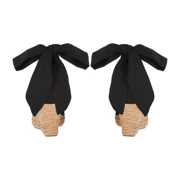 Alpargata Cerrada De Plataforma Con Yute Y Listón Para Mujer Color Negro