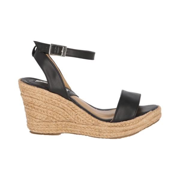 Sandalia de Plataforma Yute Con Látigo Ajustable Para Mujer Color Negro