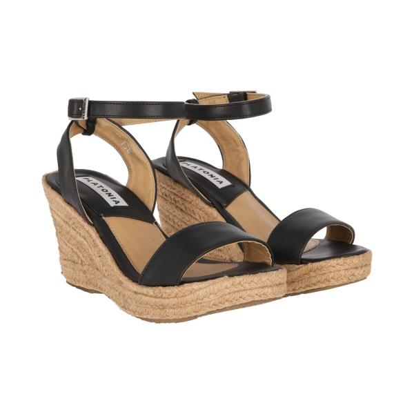 Sandalia de Plataforma Yute Con Látigo Ajustable Para Mujer Color Negro