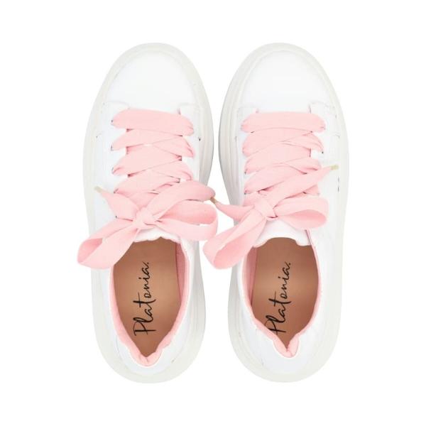 Tenis Con Suela Gruesa Para Mujer Color Blanco Con Agujeta Rosa