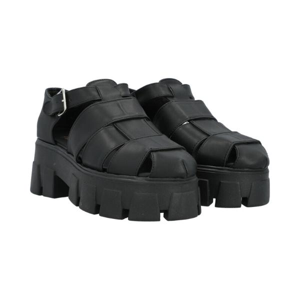Sandalia Suela Gruesa Track Para Mujer Tipo Romano Negro