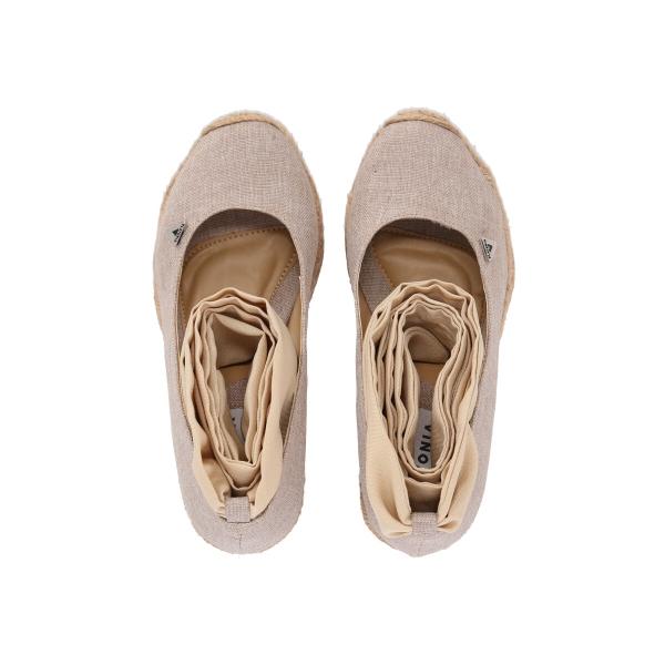 Alpargata Cerrada De Plataforma Con Yute Y Listón Para Mujer Color Beige