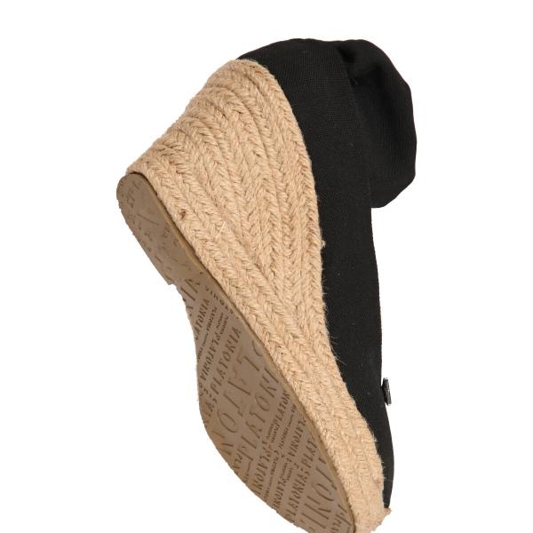 Alpargata Cerrada De Plataforma Con Yute Y Listón Para Mujer Color Negro