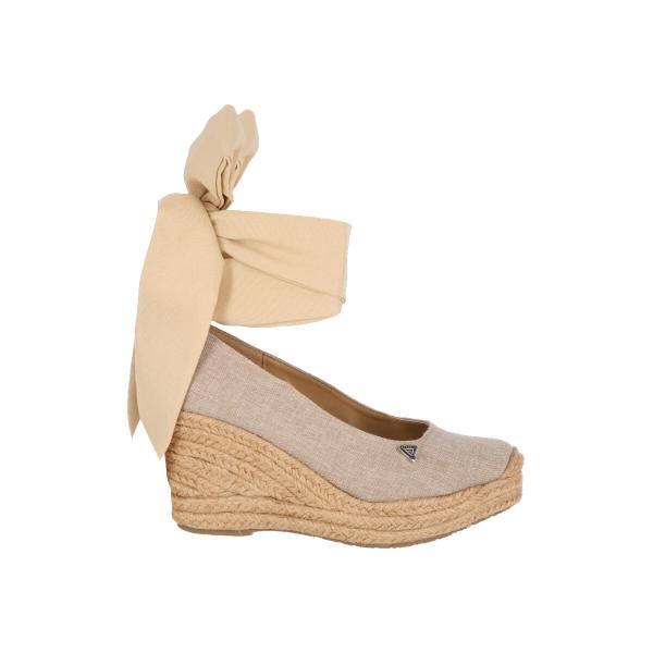 Alpargata Cerrada De Plataforma Con Yute Y Listón Para Mujer Color Beige