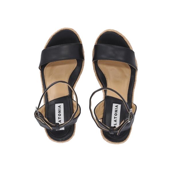 Sandalia de Plataforma Yute Con Látigo Ajustable Para Mujer Color Negro