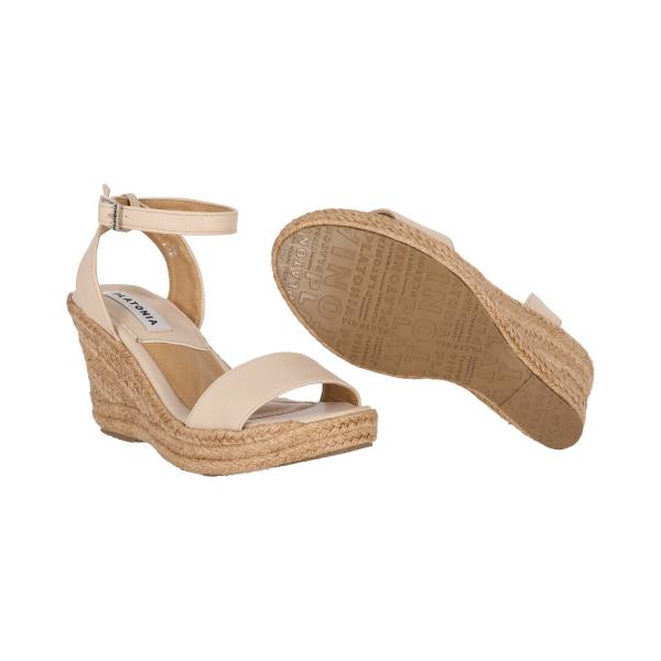 Sandalia de Plataforma Yute Con Látigo Ajustable Para Mujer Color Beige