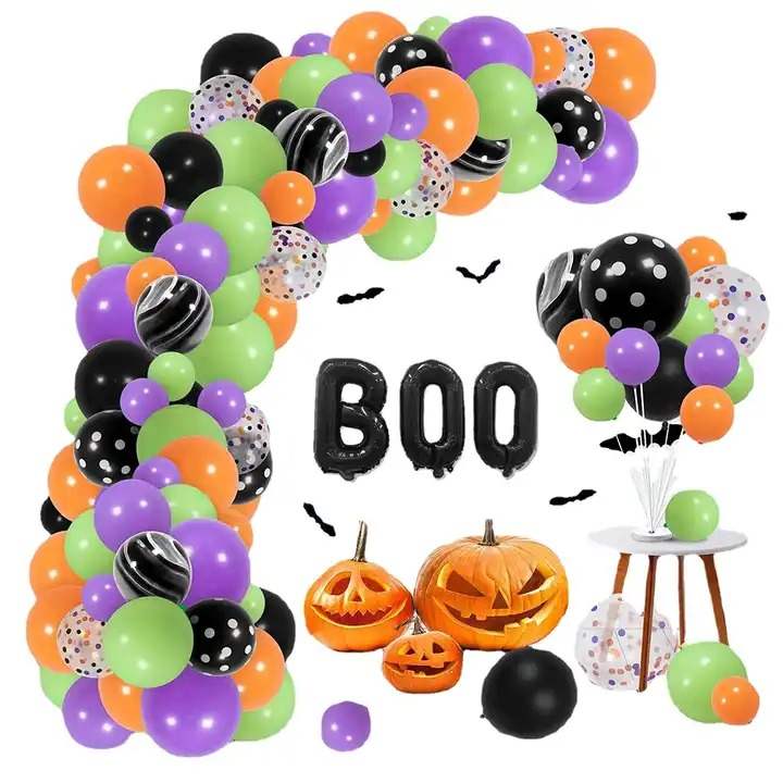 Set 123 Globos Látex Halloween Boo Murcielago Fiesta y Decoración