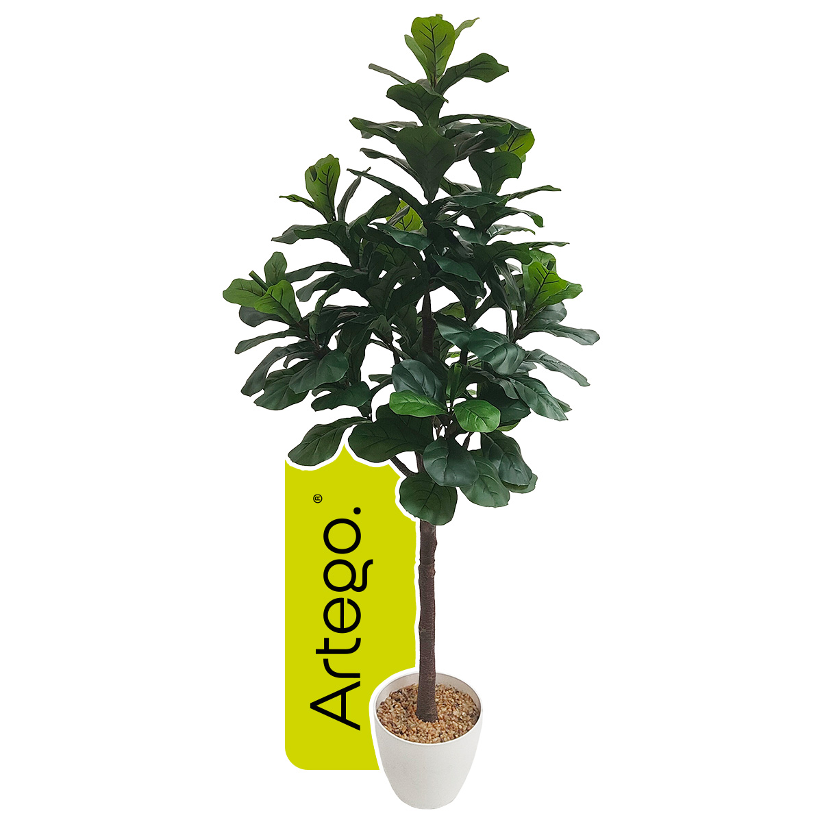 Planta artificial decorativa moderna con maceta Ficus Lyrata grande de 190cm de alto Artego para hogar sala comercio oficina.