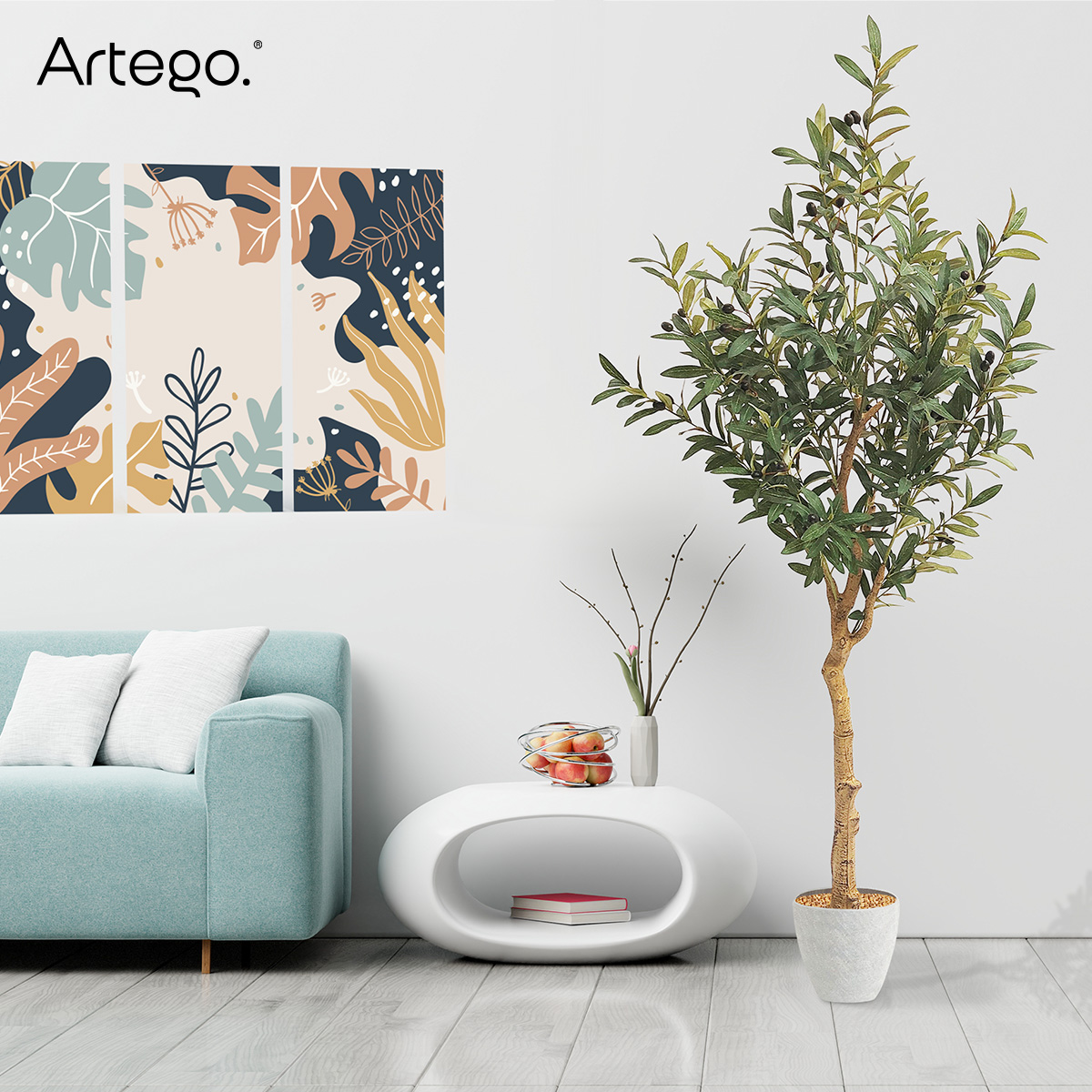 Planta artificial decorativa moderna con maceta Olivo grande de 180cm de alto Artego para hogar sala comercio oficina.