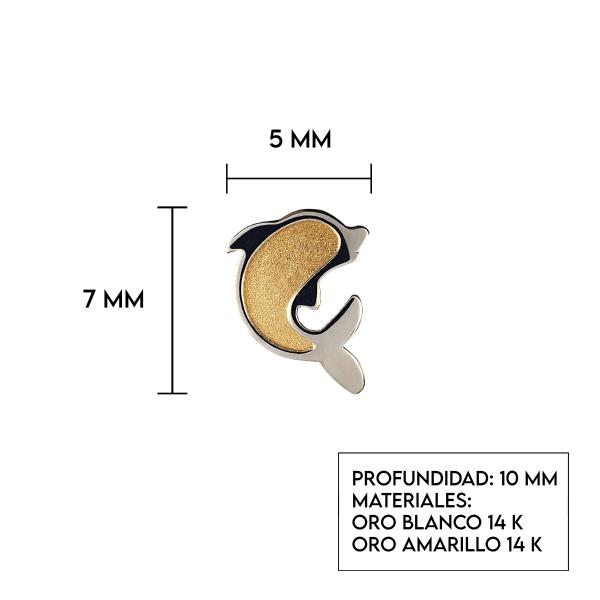 Aretes de Oro 14K Mujer broquel Delfines con oro amarillo y oro blanco | GIALLO