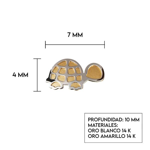 Aretes de Oro 14K Mujer broquel Tortuga con oro amarillo brillante y oro blanco brillante | GIALLO